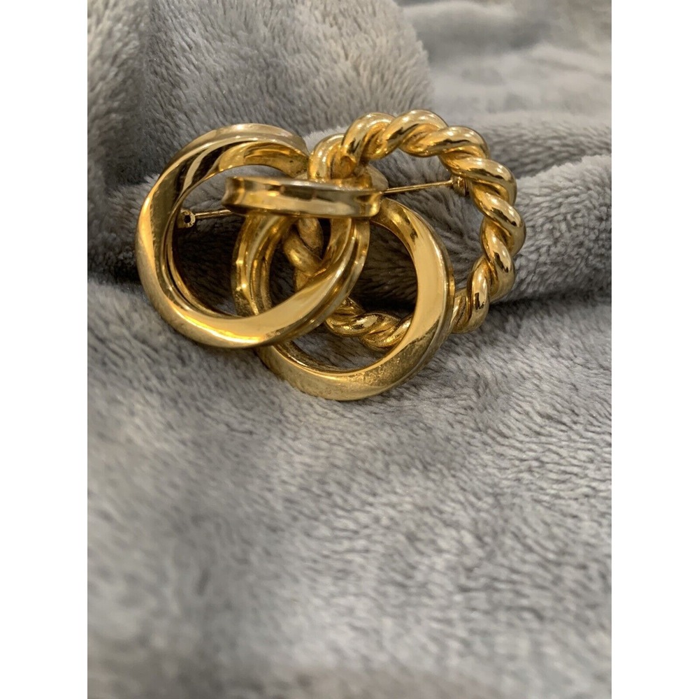Vintage Signed GROSSE‎ Germany 1969 Gold Tone Twisted Abstract Brooch Pin